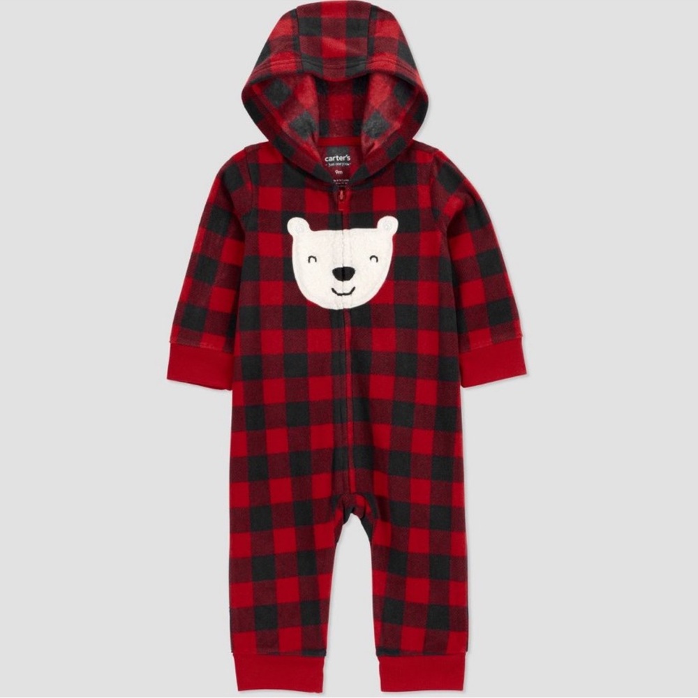 Carter's Just One You® Baby Bear Buffalo Check Jumpsuit - Red